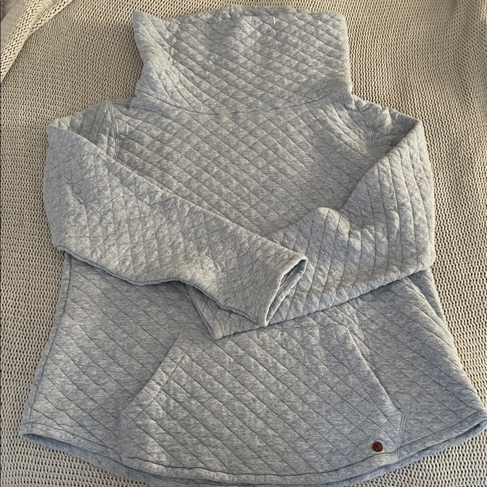 Orvis Light Blue Quilted Women's Funnel Neck Sweater